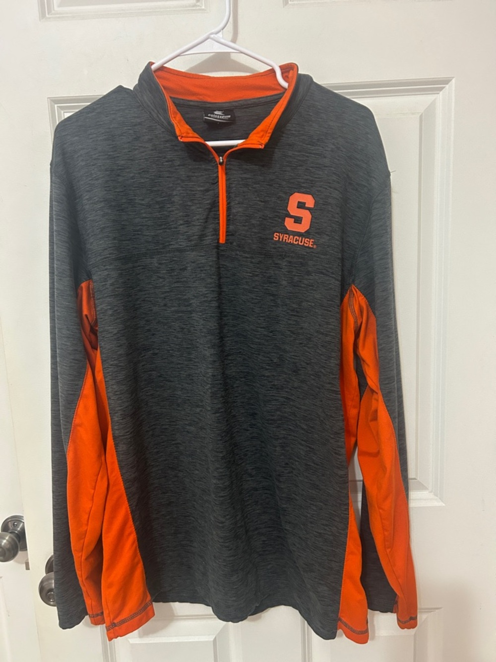 Syracuse University quarter zip pull over size large gray orange SU Orange
